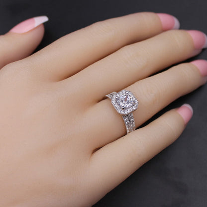 MABELLA Women's 1.8 CTW Princess Cut 925 Sterling Silver CZ Wedding Engagement Ring Set