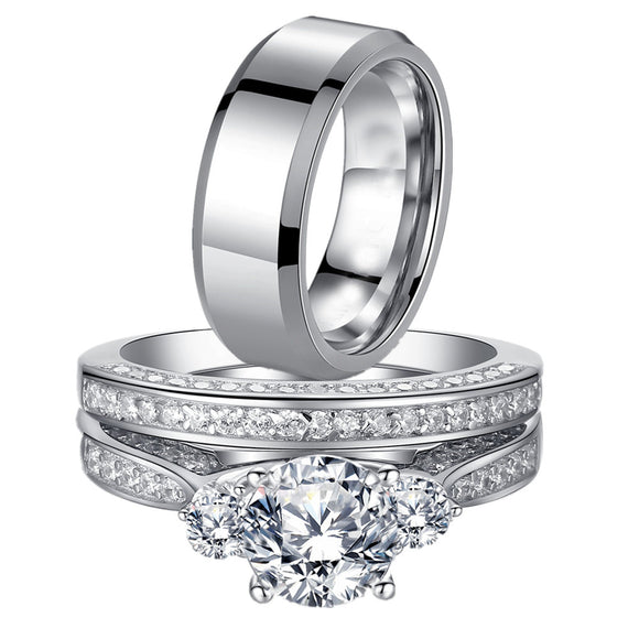 Mens Wedding Band, Women Wedding Ring Matching Rings Set Agate & Meteorite  Inlay | Rings Paradise
