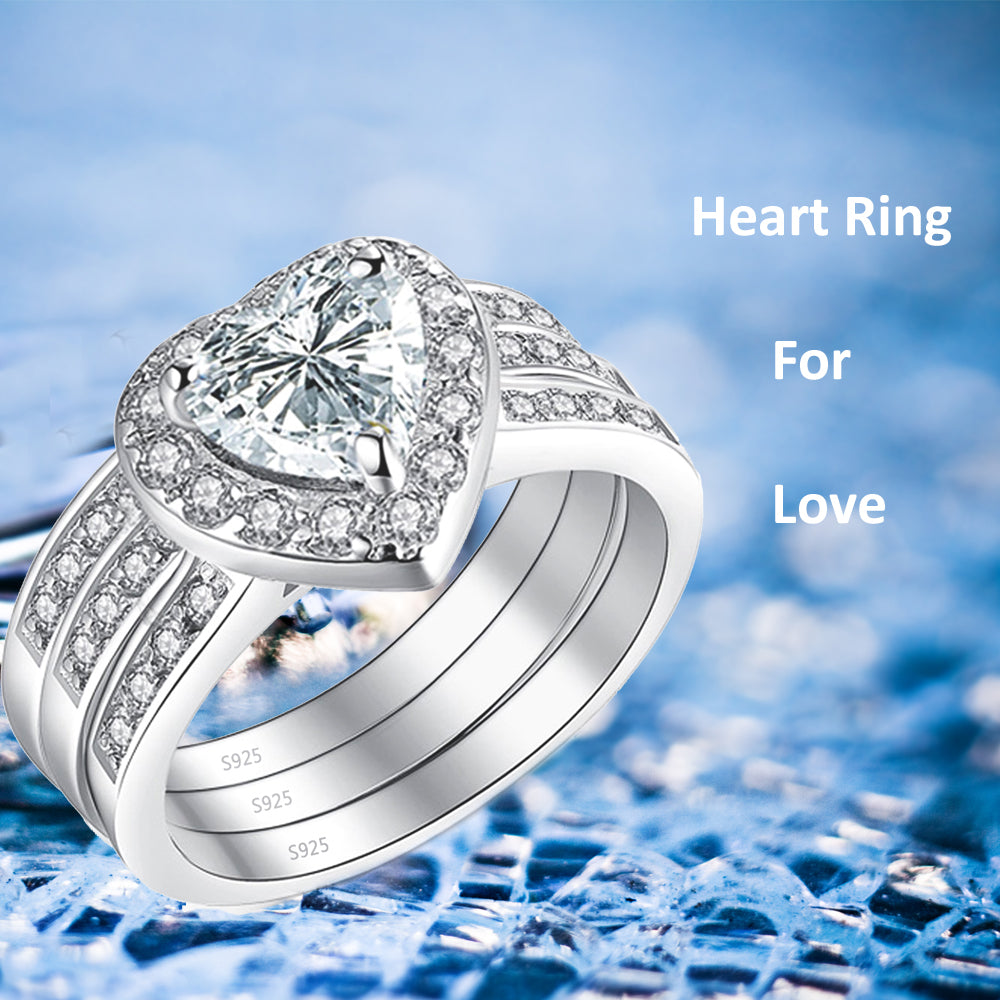 2.60 Ct Heart Shaped Cz Diamond Engagement Ring Set In 925 Sterling Silver Irish Claddagh Ring Set With outlet Matching Band Wedding Set