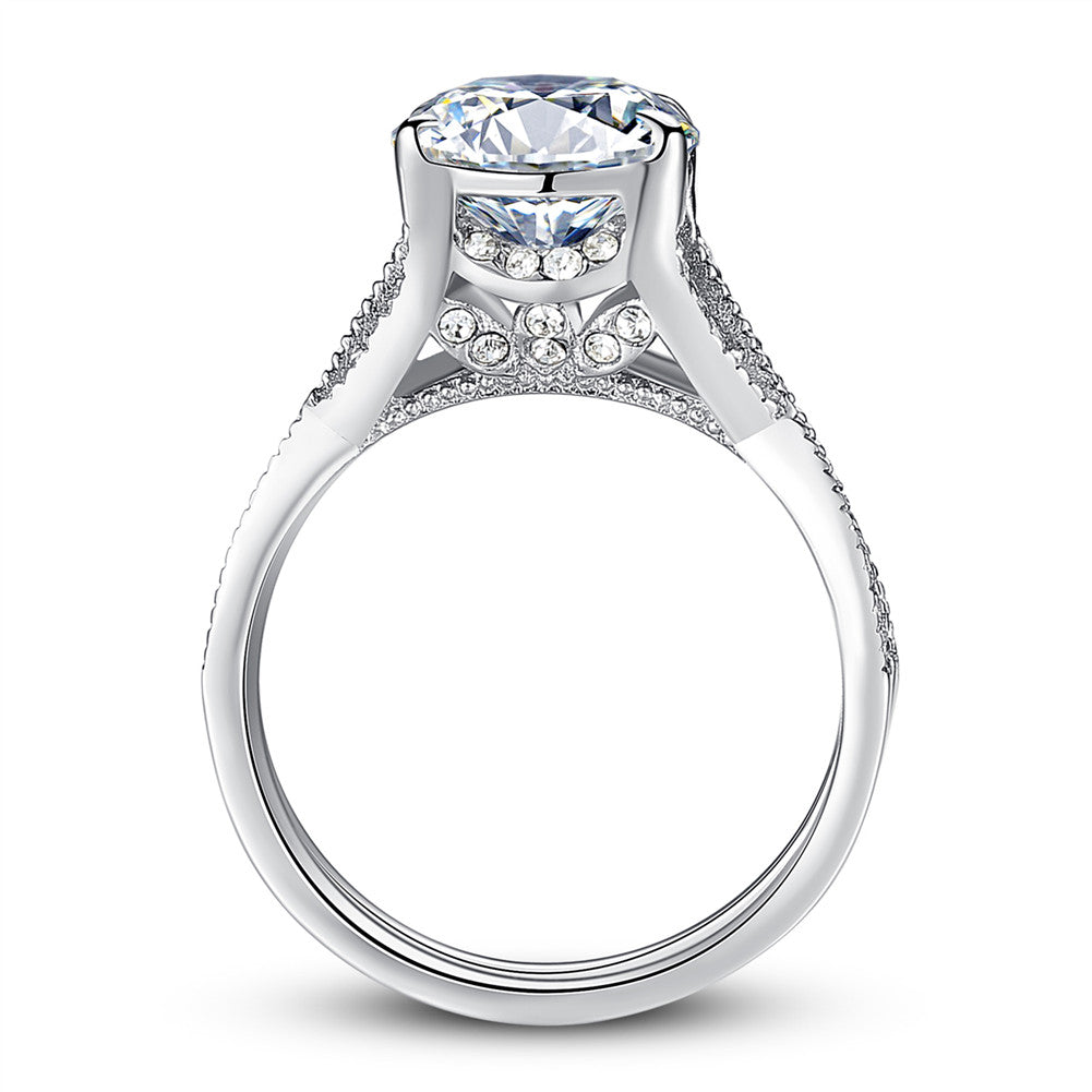 MABELLA Wedding Set Engagement Anniversary Sterling Silver Cubic Zirconia Infinity Solitaire Ring