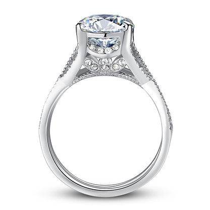 MABELLA Wedding Set Engagement Anniversary Sterling Silver Cubic Zirconia Infinity Solitaire Ring