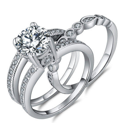 MABELLA Sterling Silver Cubic Zirconia Wedding Rings Set, Marrige Anniversary Gifts for Women