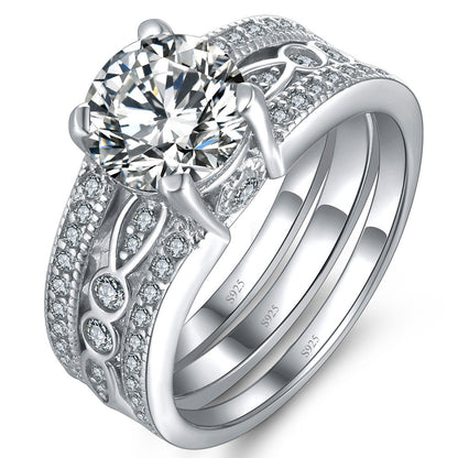MABELLA Sterling Silver Cubic Zirconia Wedding Rings Set, Marrige Anniversary Gifts for Women