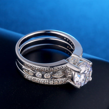 MABELLA Sterling Silver Cubic Zirconia Wedding Rings Set, Marrige Anniversary Gifts for Women