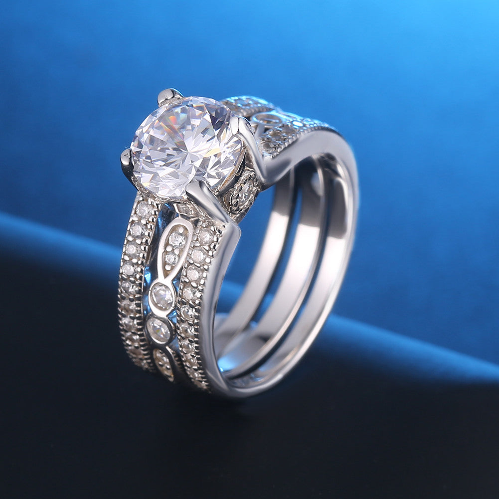 MABELLA Sterling Silver Cubic Zirconia Wedding Rings Set, Marrige Anniversary Gifts for Women