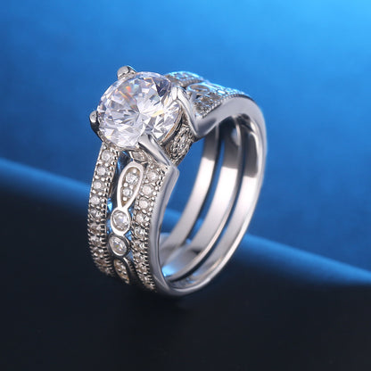 MABELLA Sterling Silver Cubic Zirconia Wedding Rings Set, Marrige Anniversary Gifts for Women