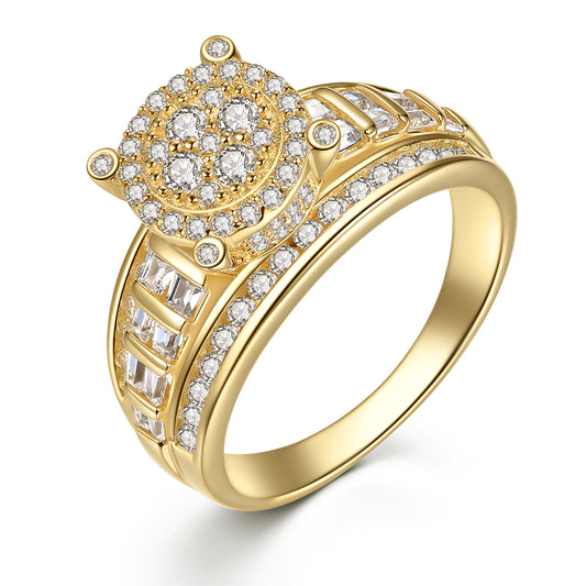 MABELLA Solid 925 Sterling Silver Gold Plated Cubic Zirconia Luxury Ring Gifts for Women