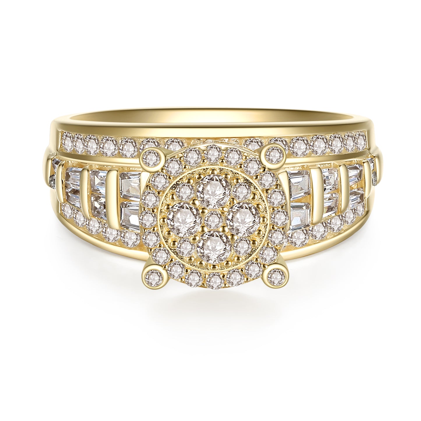 MABELLA Solid 925 Sterling Silver Gold Plated Cubic Zirconia Luxury Ring Gifts for Women