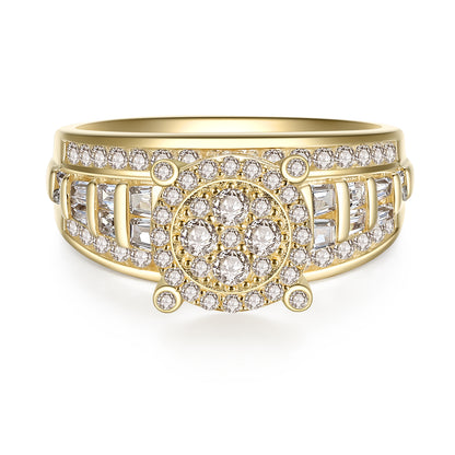 MABELLA Solid 925 Sterling Silver Gold Plated Cubic Zirconia Luxury Ring Gifts for Women