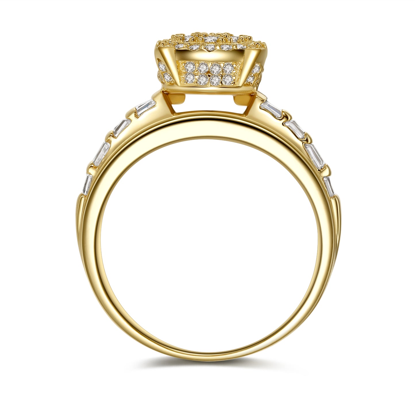 MABELLA Solid 925 Sterling Silver Gold Plated Cubic Zirconia Luxury Ring Gifts for Women