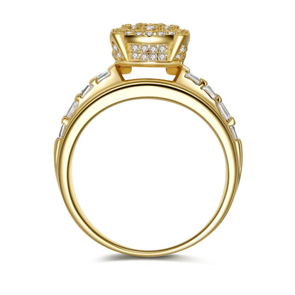 MABELLA Solid 925 Sterling Silver Gold Plated Cubic Zirconia Luxury Ring Gifts for Women