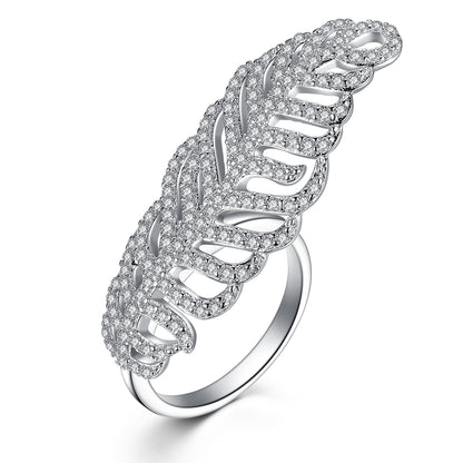 MABELLA Solid 925 Sterling Silver Leaf Shape Cubic Zirconia Ring Gifts for Women