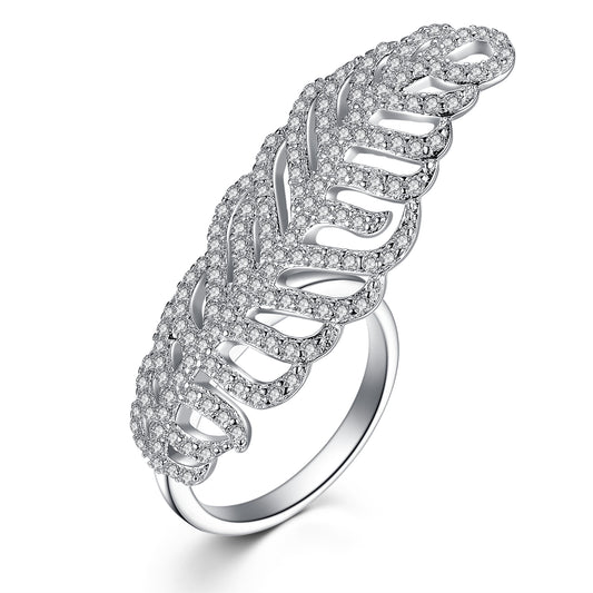 MABELLA Solid 925 Sterling Silver Leaf Shape Cubic Zirconia Ring Gifts for Women