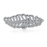 MABELLA Solid 925 Sterling Silver Leaf Shape Cubic Zirconia Ring Gifts for Women