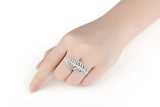 MABELLA Solid 925 Sterling Silver Leaf Shape Cubic Zirconia Ring Gifts for Women