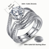 MABELLA Wedding Engagement Ring Set Solitaire Round Cubic Zirconia Sterling Silver Gifts for Women
