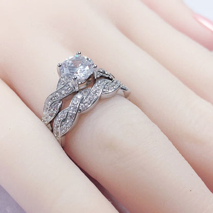 MABELLA 925 Sterling Silver Matching Bridal Set Wedding Engagement Rings CZ Eternity Ring for Women