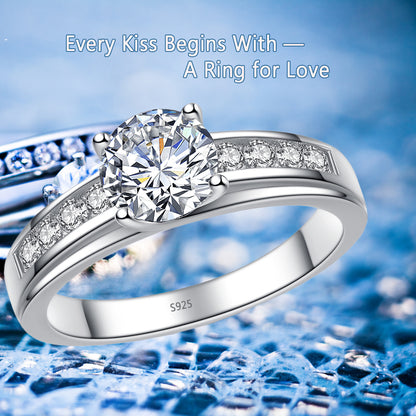 MABELLA Solid 925 Sterling Silver Solitaire Round CZ Cubic Zirconia Engagement Ring for Women