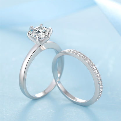 MABELLA 925 Sterling Silver AAA+ Cubic Zirconia Round Cut Solitaire CZ Classic Wedding Engagement Bridal Rings Set for Women