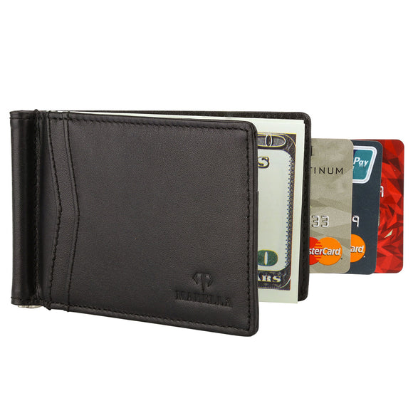 MABELLA RFID Blocking Slim Minimalist Thin Bifold Wallet For Men Front Pocket Money Clip